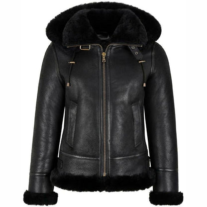 Women's B3 Bomber Classic Shearling Jacket with Hood