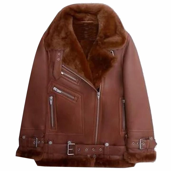 Womens B3 Bomber Sheepskin Shearling Fur Jacket