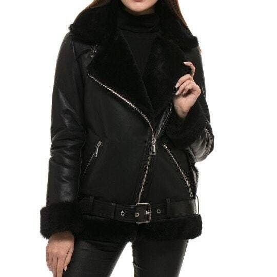 Women's Black B3 Shearling Bomber Jacket