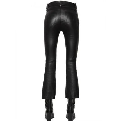 Women's Black Soft Leather Jeans Pants
