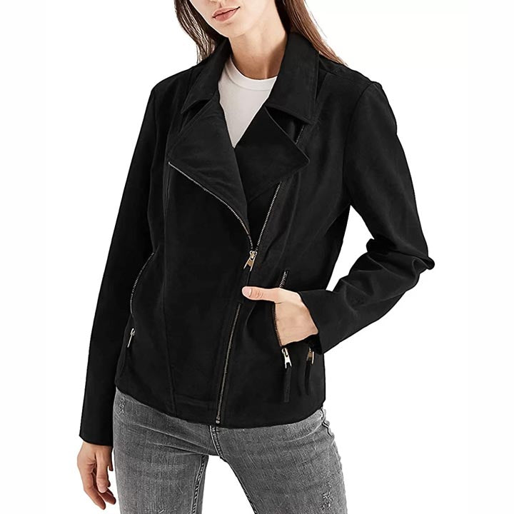 Women's Black Suede Leather Jacket
