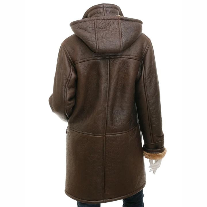Women's Brown Sheepskin Duffle Coat