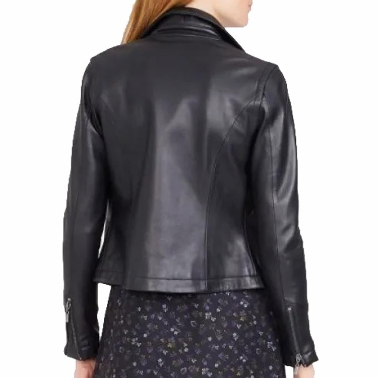 Women's Classic Black Leather Moto Jacket