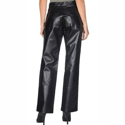 Women's High-Rise Waistline Leather Pants