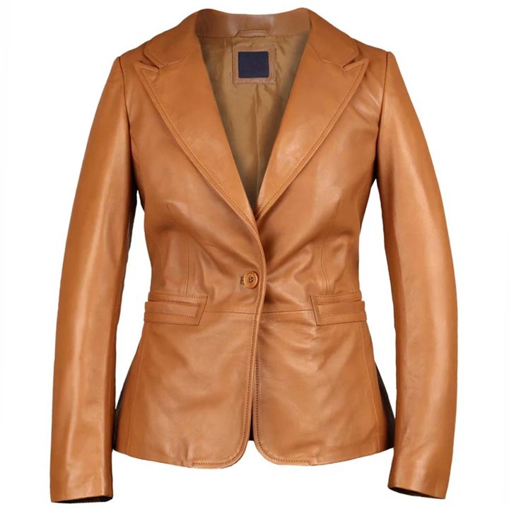 Women's Lambskin Tan Leather Blazer