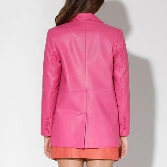 Women's Pink Leather Blazer
