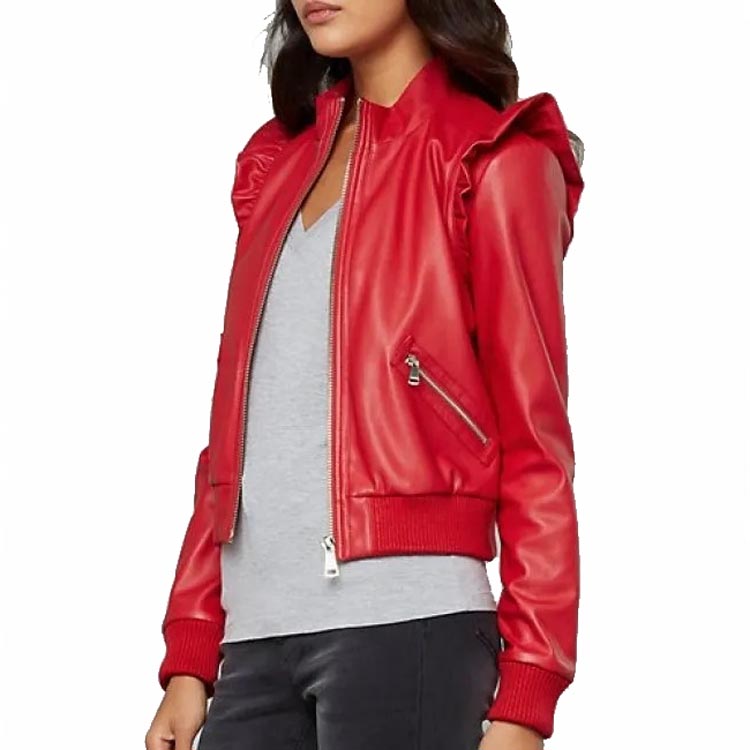 Red Jacket Female Buy Women's Red Leather Bomber Jacket Online - Red Jacket