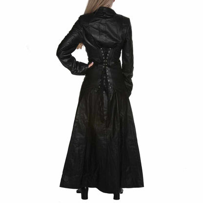 Women Long Length Victorian Leather Coat