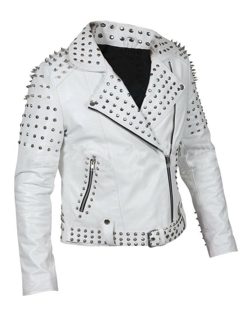 Women Brando Studs Leather Jacket