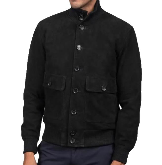 men black classic fashion suede jacket