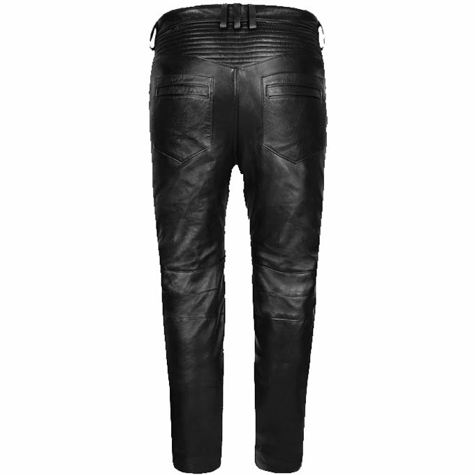 Men's Black Leather Biker Jeans