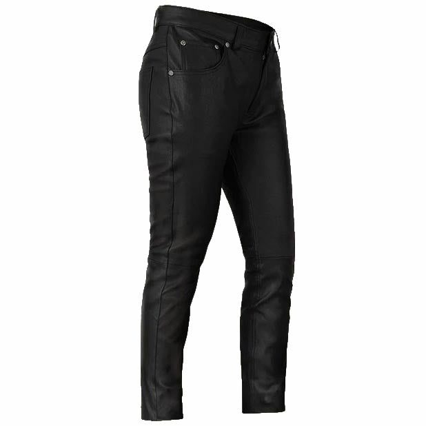 Men's Black Stretch Leather Biker Jeans