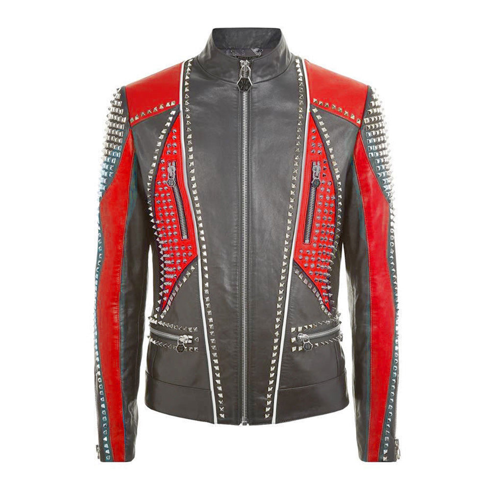 Men Studded Designer Leather Jacket