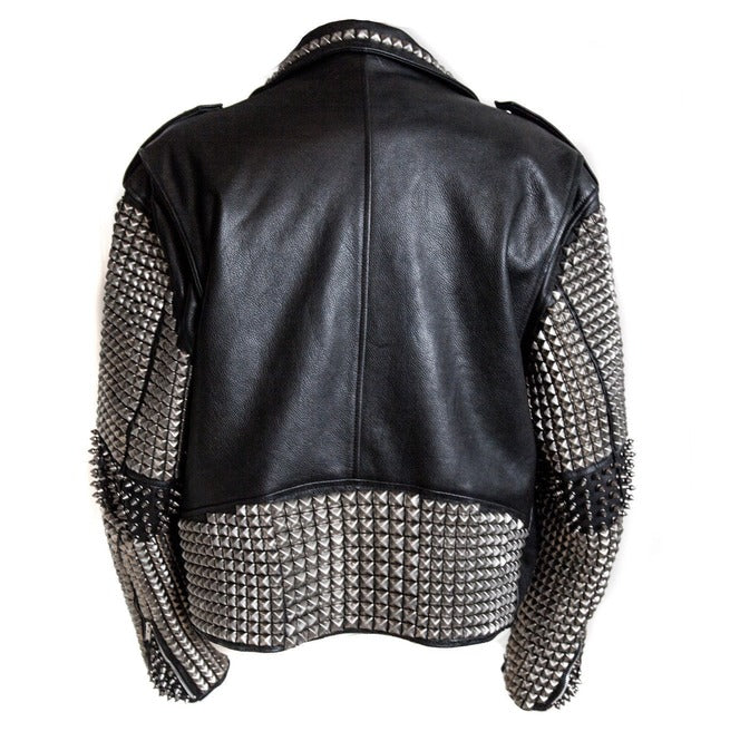 Punk Studded Leather Jacket Men Rock EMO Biker Design Stylish Jacket
