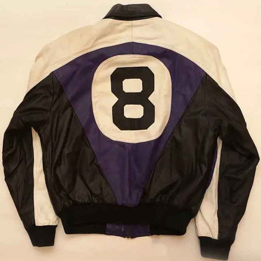 Purple and Black Leather 8 Ball Jacket