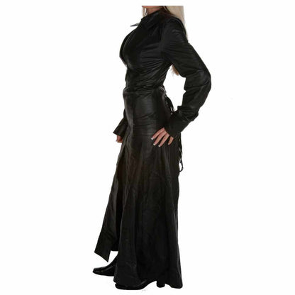 Women Long Length Victorian Leather Coat