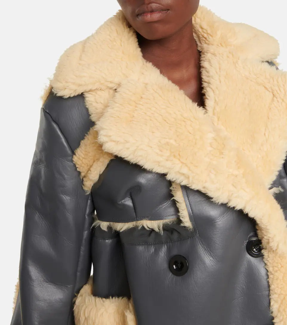Women's Black Faux Shearling Trimmed Jacket